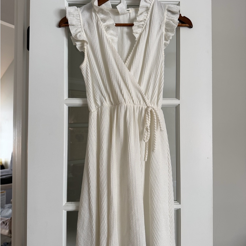 Caution To The Wind Cream Ruffle Mini Dress